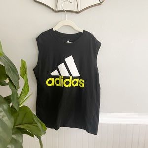 Adidas Boys Size Small Muscle Tank Top Black Logo